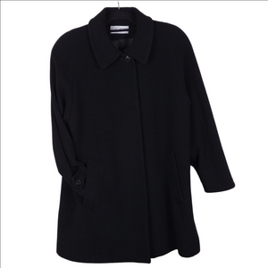 Forecaster Black Wool Cashmere Point Collar Long Sleeve Button Up Driving Coat